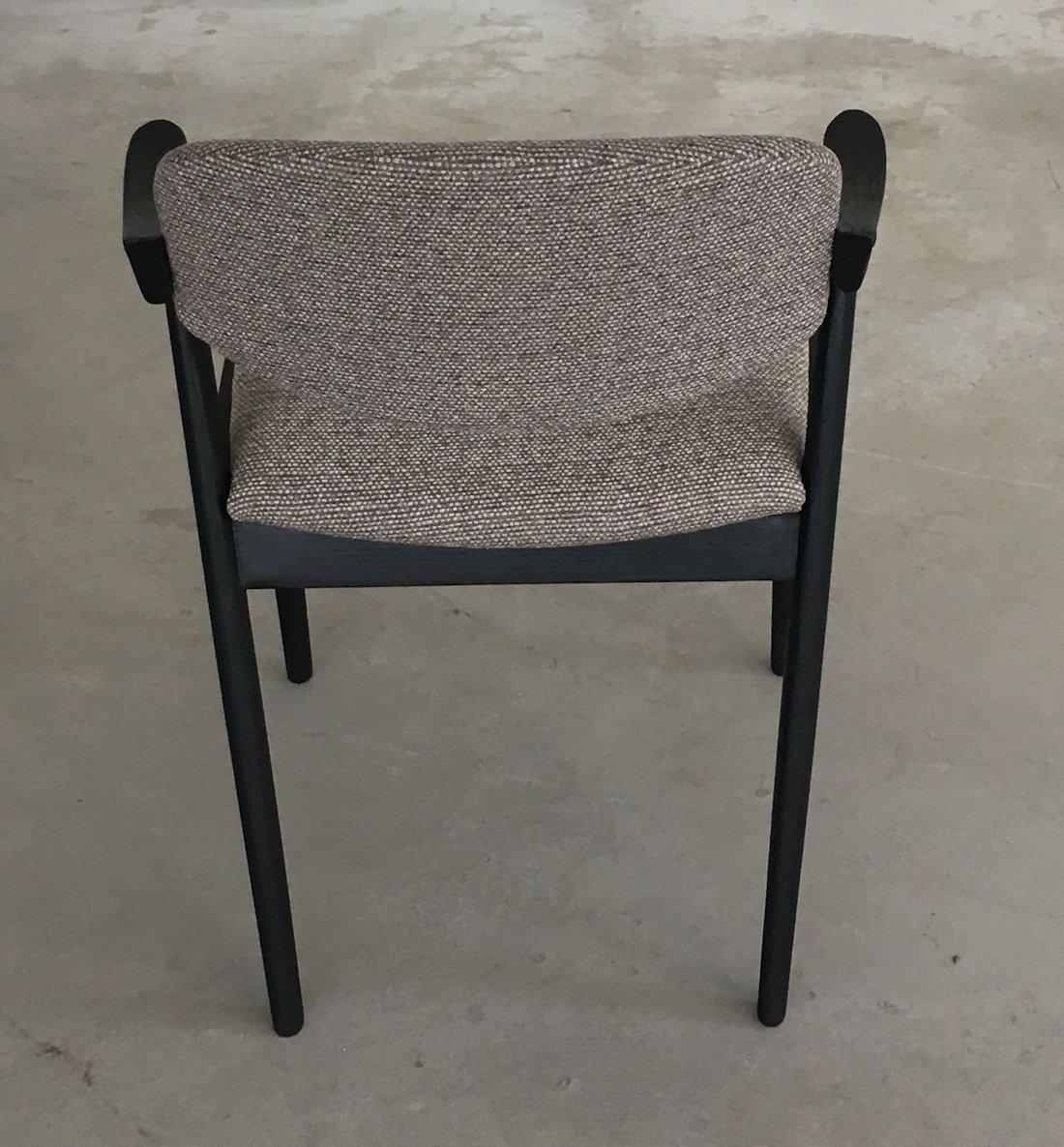 Mid-20th Century Eight Restored Ebonized Kai Kristiansen Dining Chairs Custom Upholstery Included For Sale