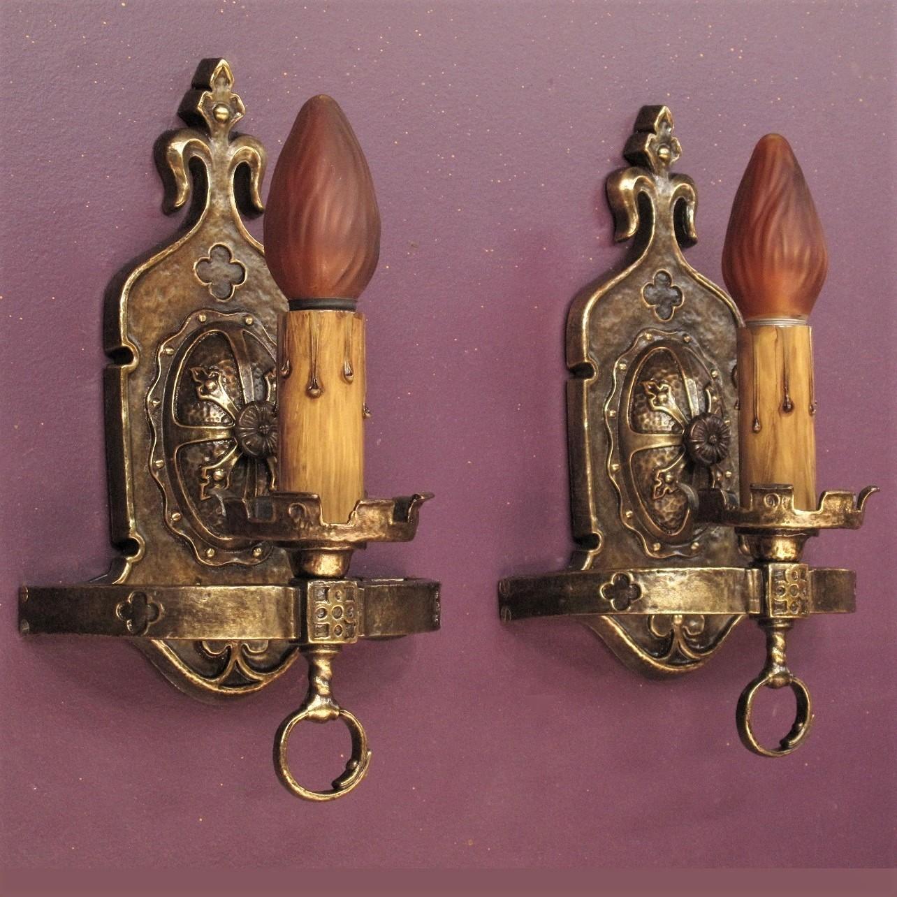 Priced for the pair.
Manufacture by Lion, these are hefty in both weight and design. Restored to bring out the solid cast brass construction as well as all the elements incorporated into the design. With no paint used in their restoration, what you