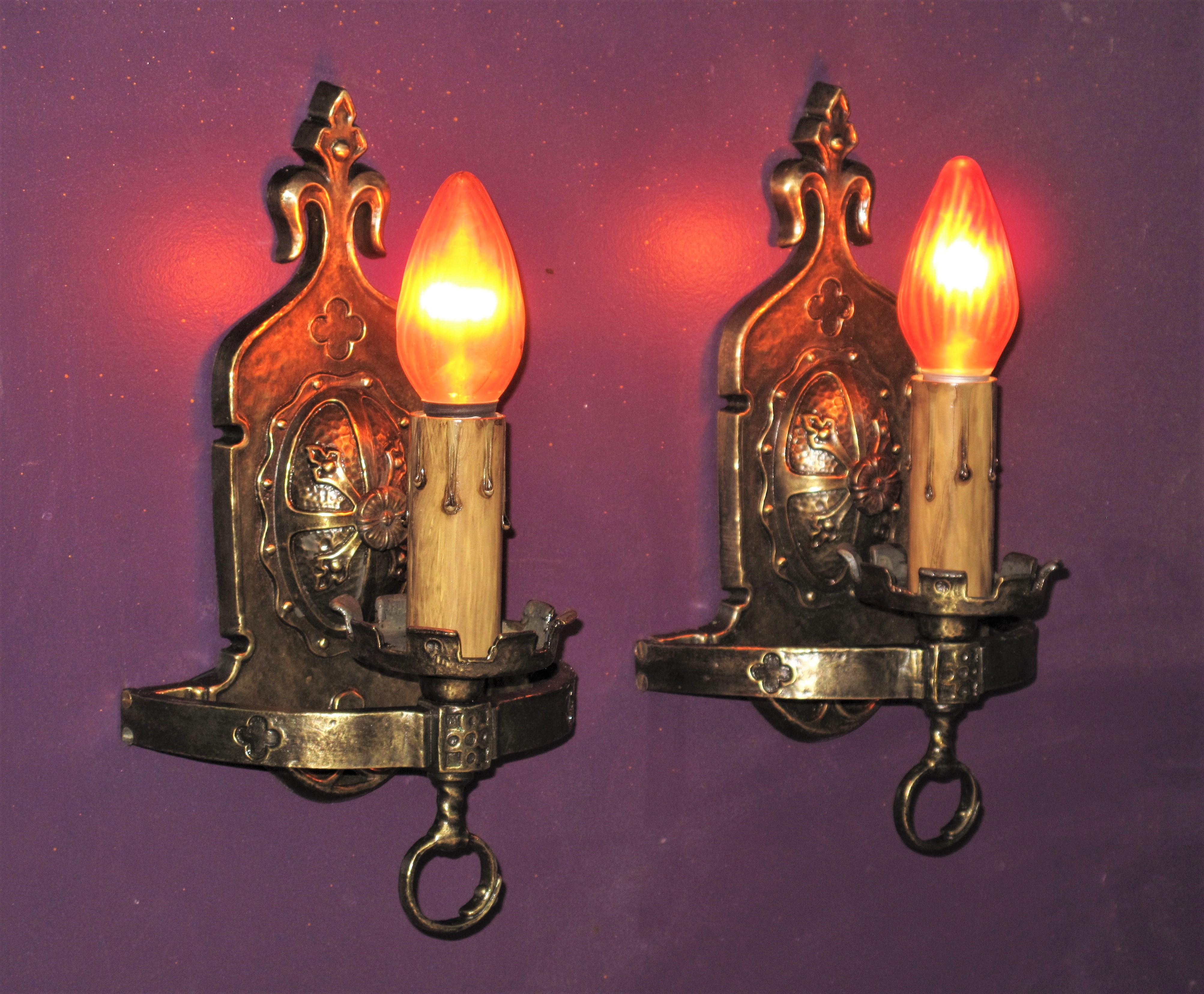 Restored Tudor Revival Sconces circa 1928 Pair 2