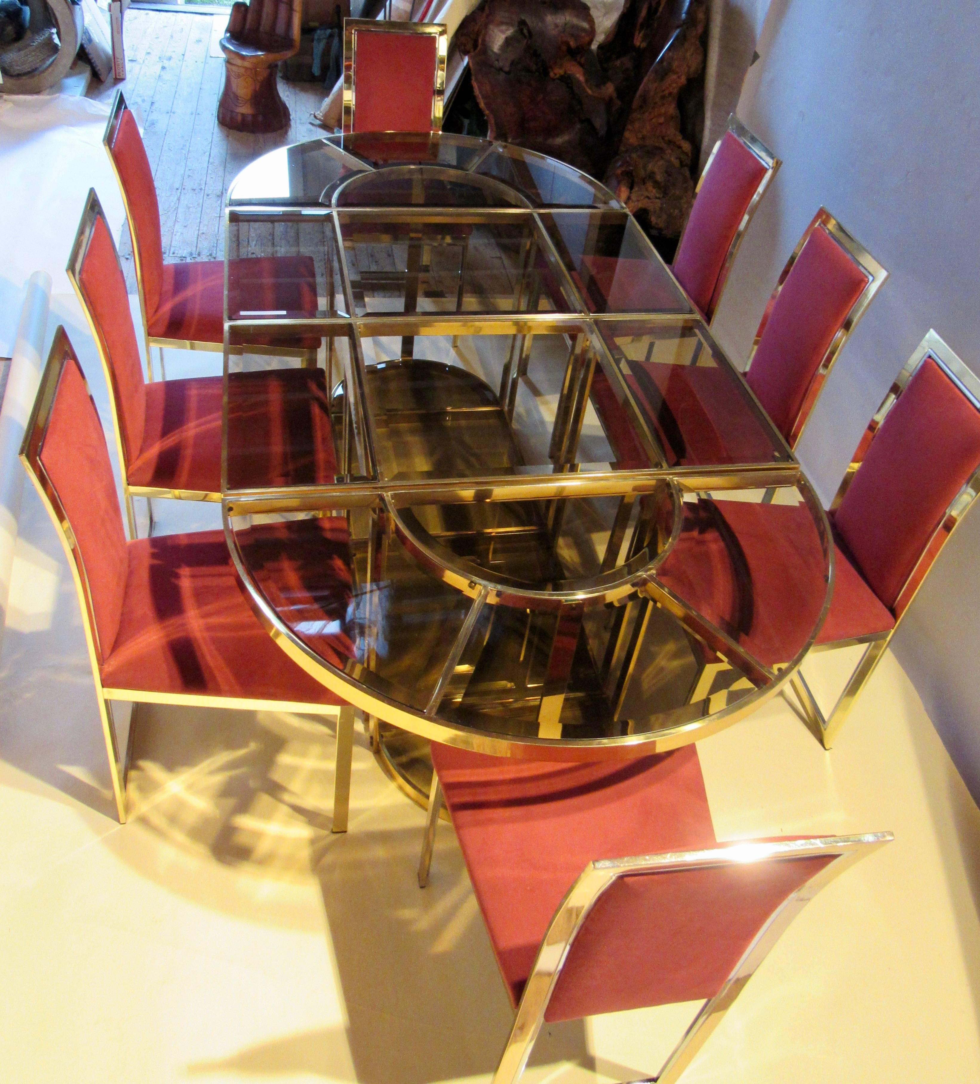 Eight Chrome and Brass Dining Chairs Attributed to Romeo Rega 4