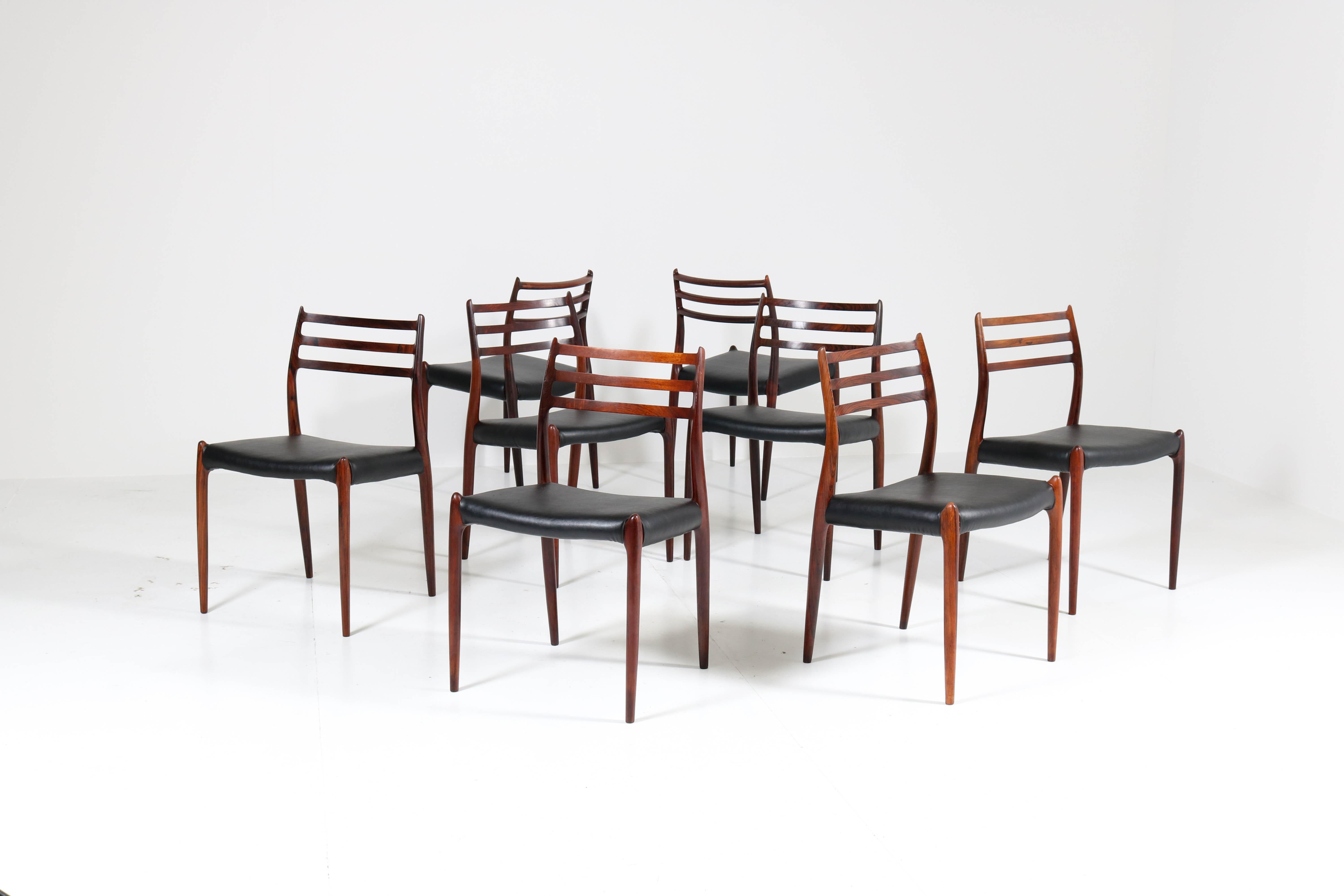 Eight Rosewood Model 78 Chairs by Niels O. Møller for J.L. Møllers, 1954 6