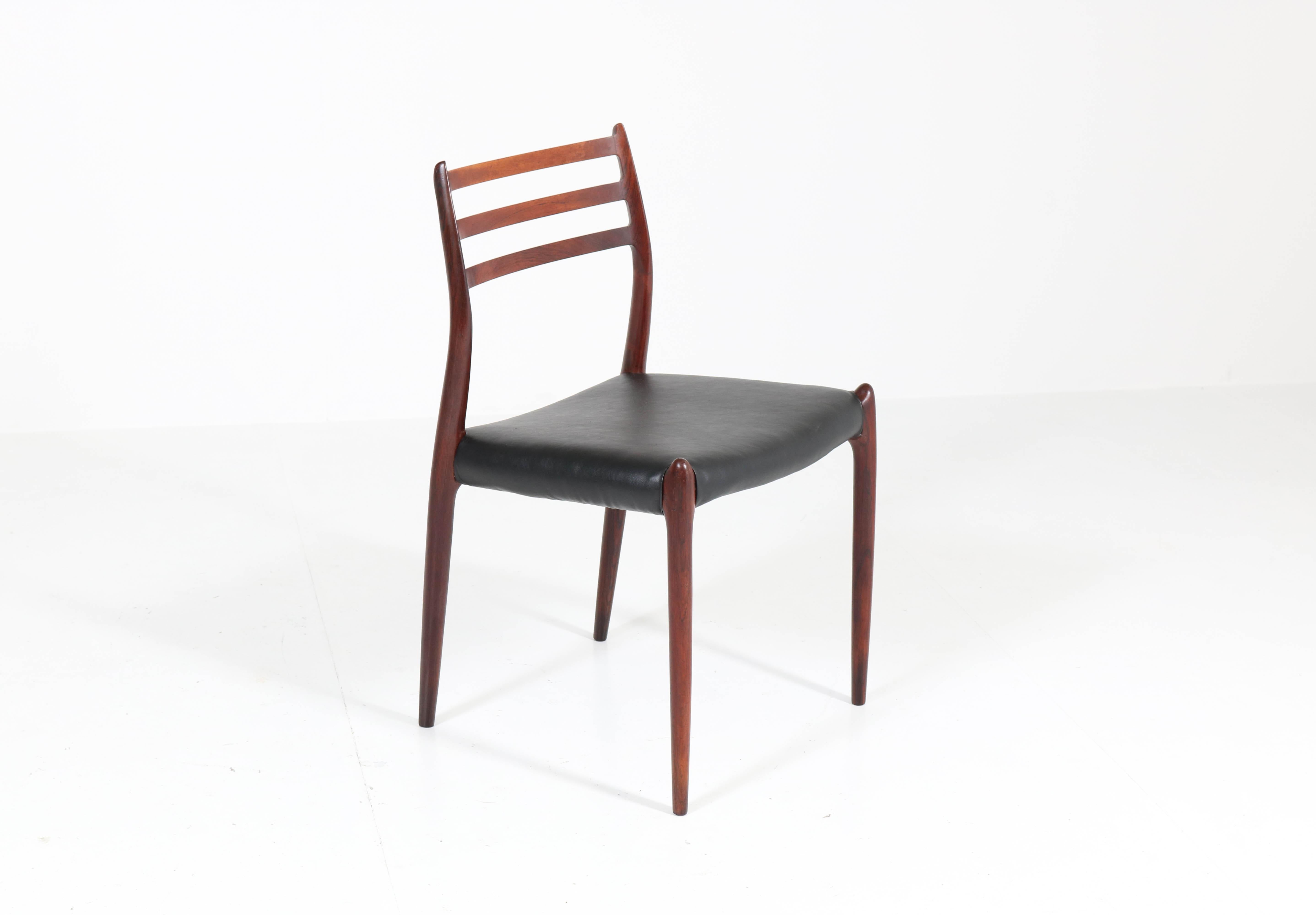Faux Leather Eight Rosewood Model 78 Chairs by Niels O. Møller for J.L. Møllers, 1954