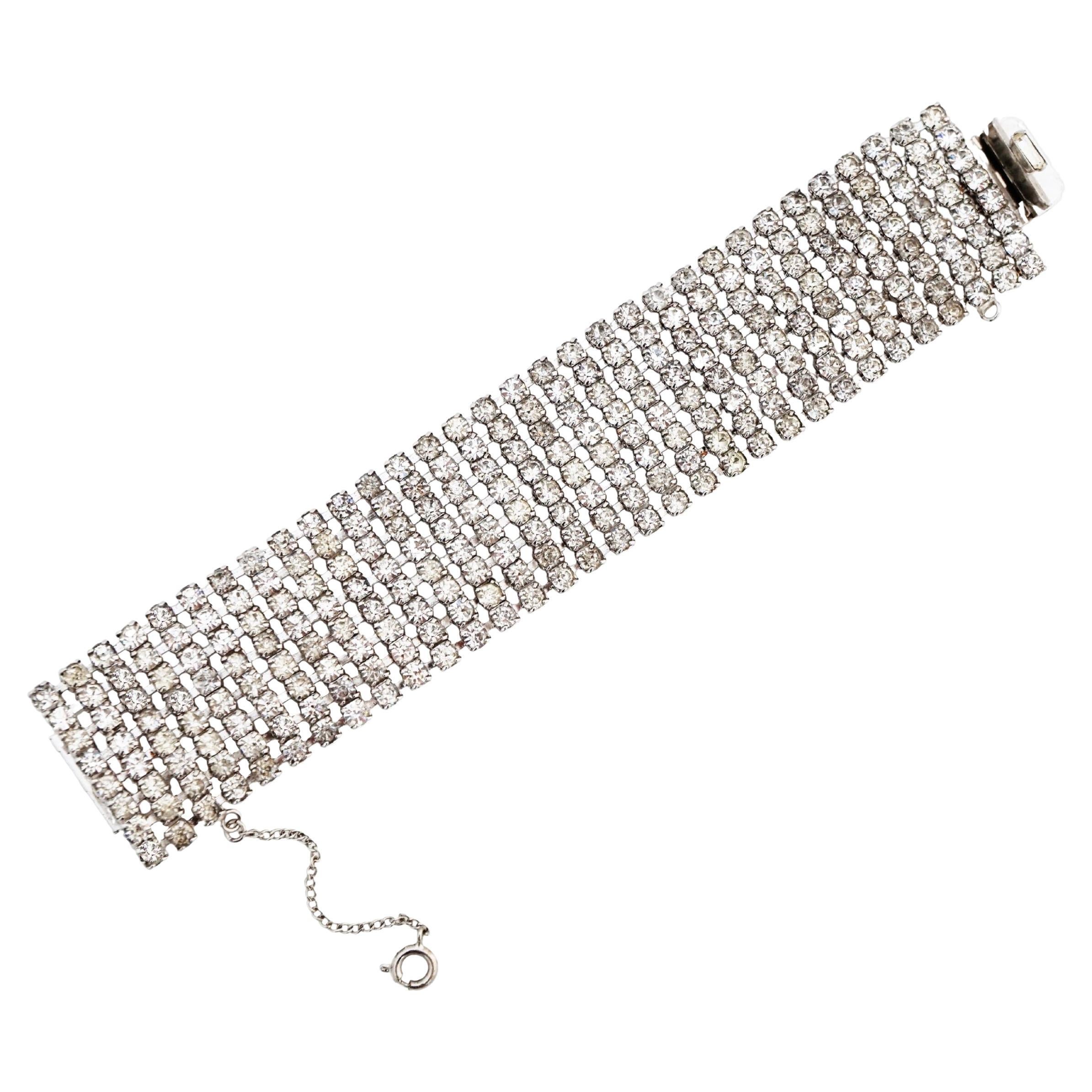 Eight Row Crystal Rhinestone Cocktail Bracelet, 1950s