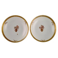 Two Royal Copenhagen Golden Basket Bowls in Hand-Painted Porcelain