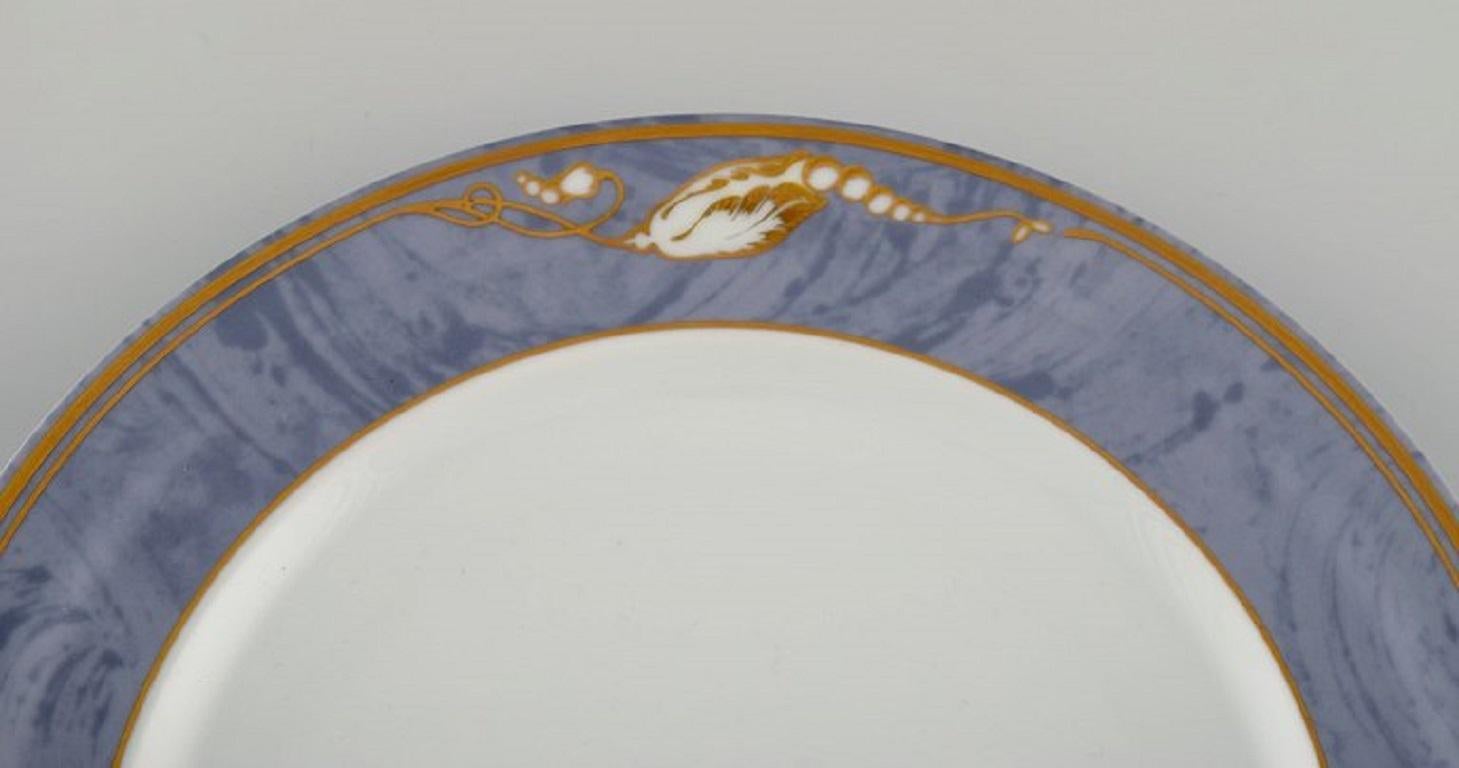 Danish Eight Royal Copenhagen Gray Magnolia Porcelain Dinner Plates, Late 20th Century For Sale