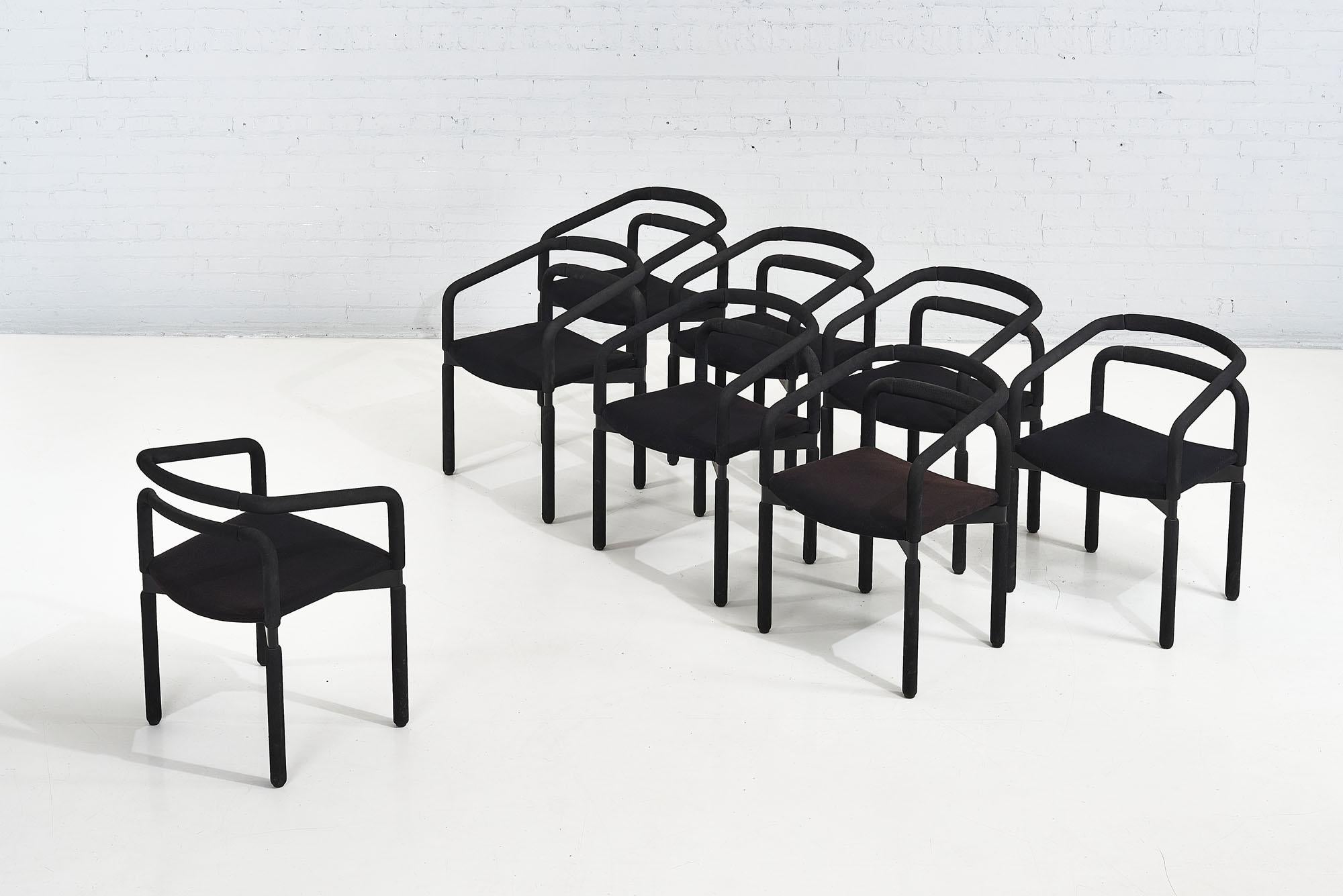 Cuir Quatre chaisesbber pour Metropolitan Furniture de Brian Kane, 1987 en vente