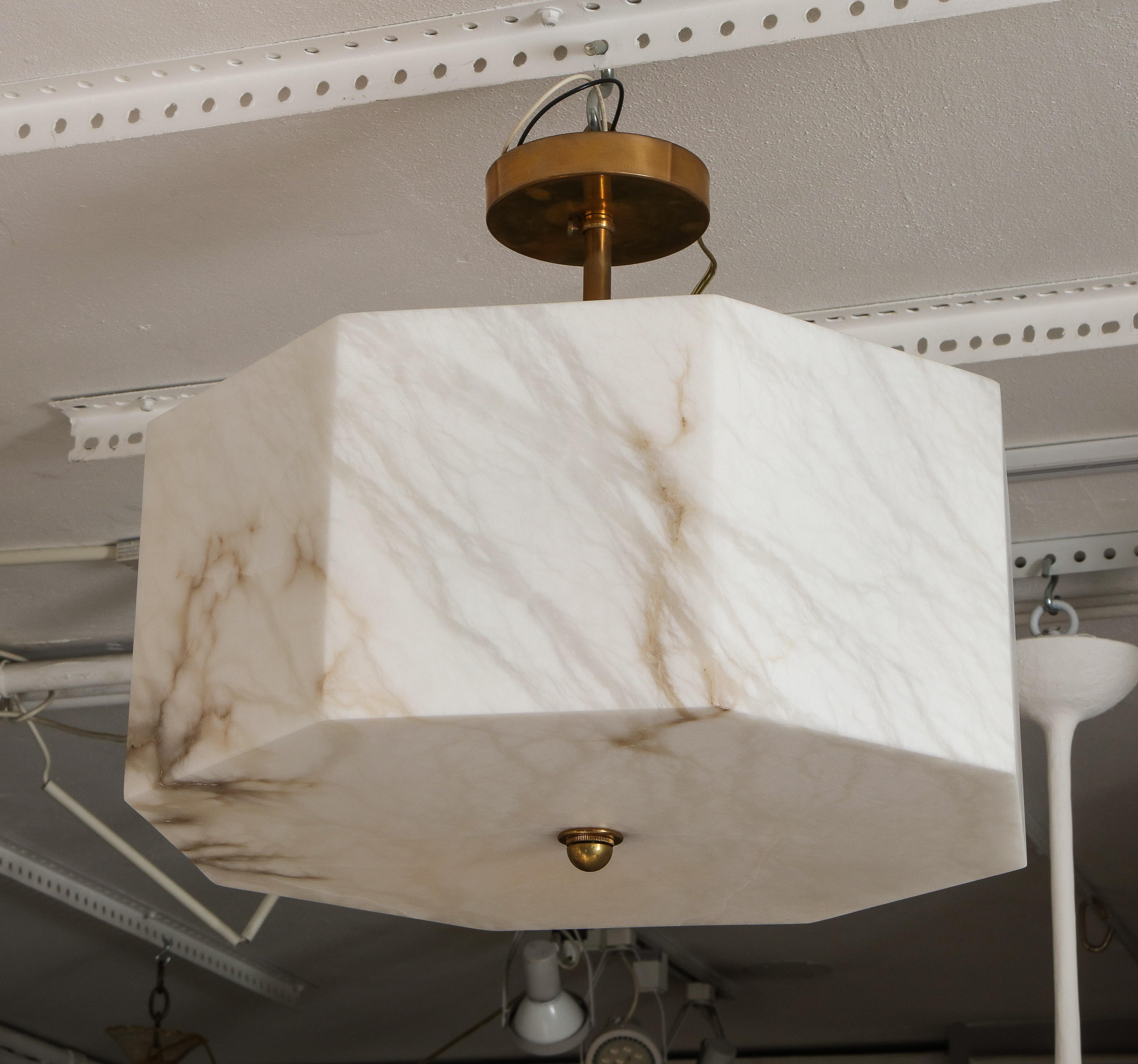 Eight-sided custom alabaster fixture
This is a custom made piece. The turnaround time is between 8-10 weeks, 
however, we are happy to work with you on a shorter turnaround time if necessary.
 