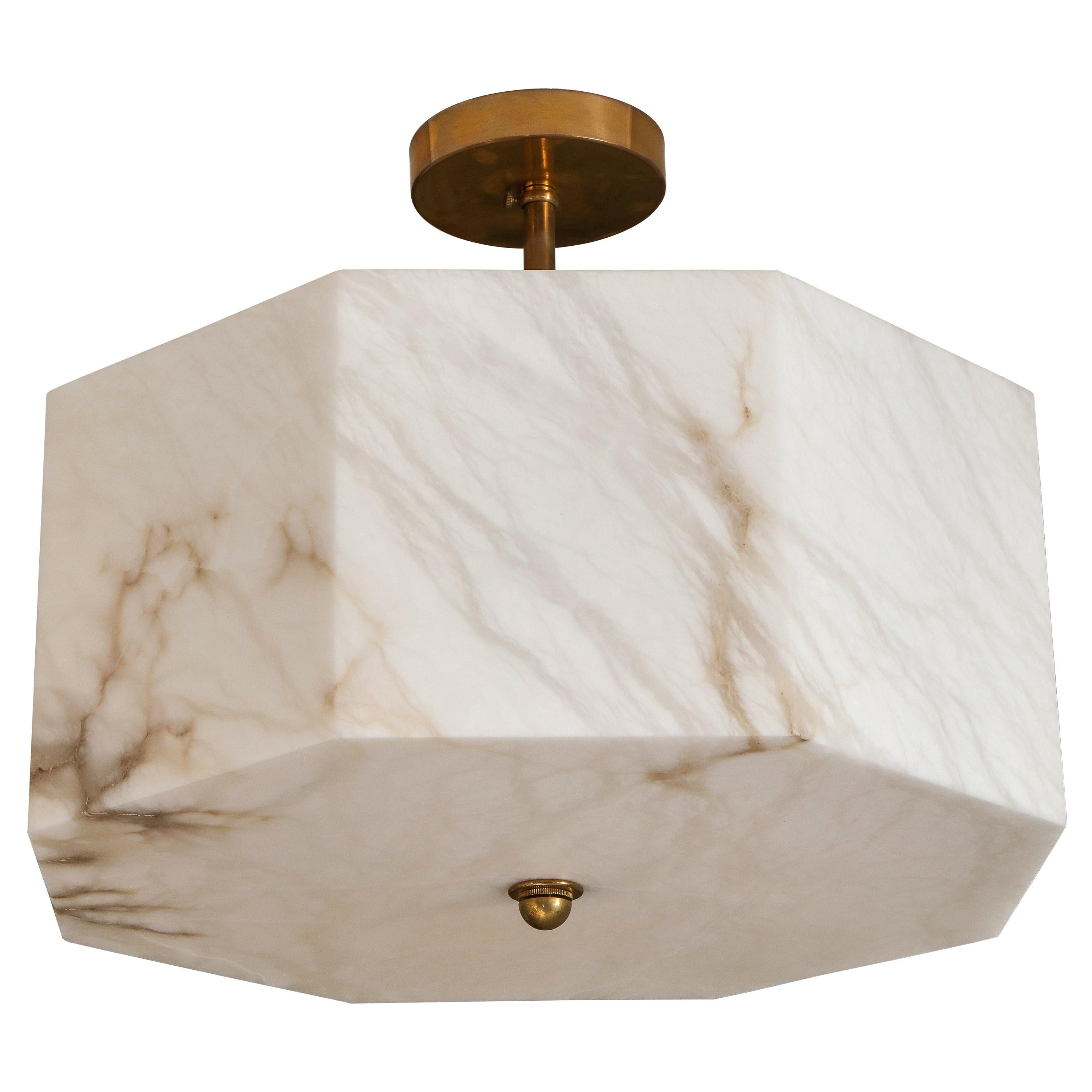 Eight-Sided Custom Alabaster Fixture For Sale