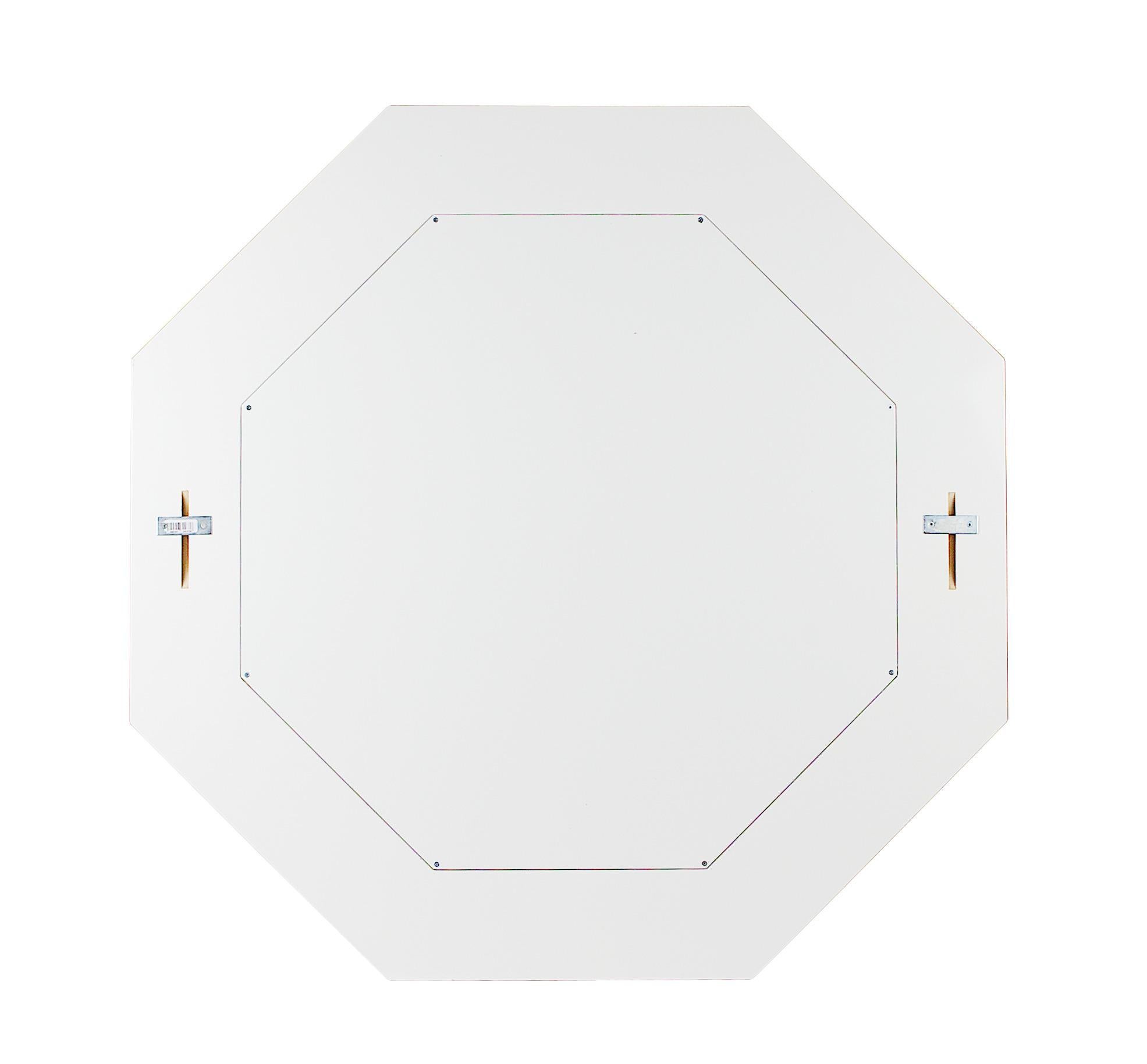 Octagonal shaped white porcelain mirror with black decoration for home decoration.

Details: 
Insurance included: Yes
Finished: Gloss
Height (in): 31.496
Width (in): 31.496
Length (in): 1.181
Sculptor: Dept. Design and