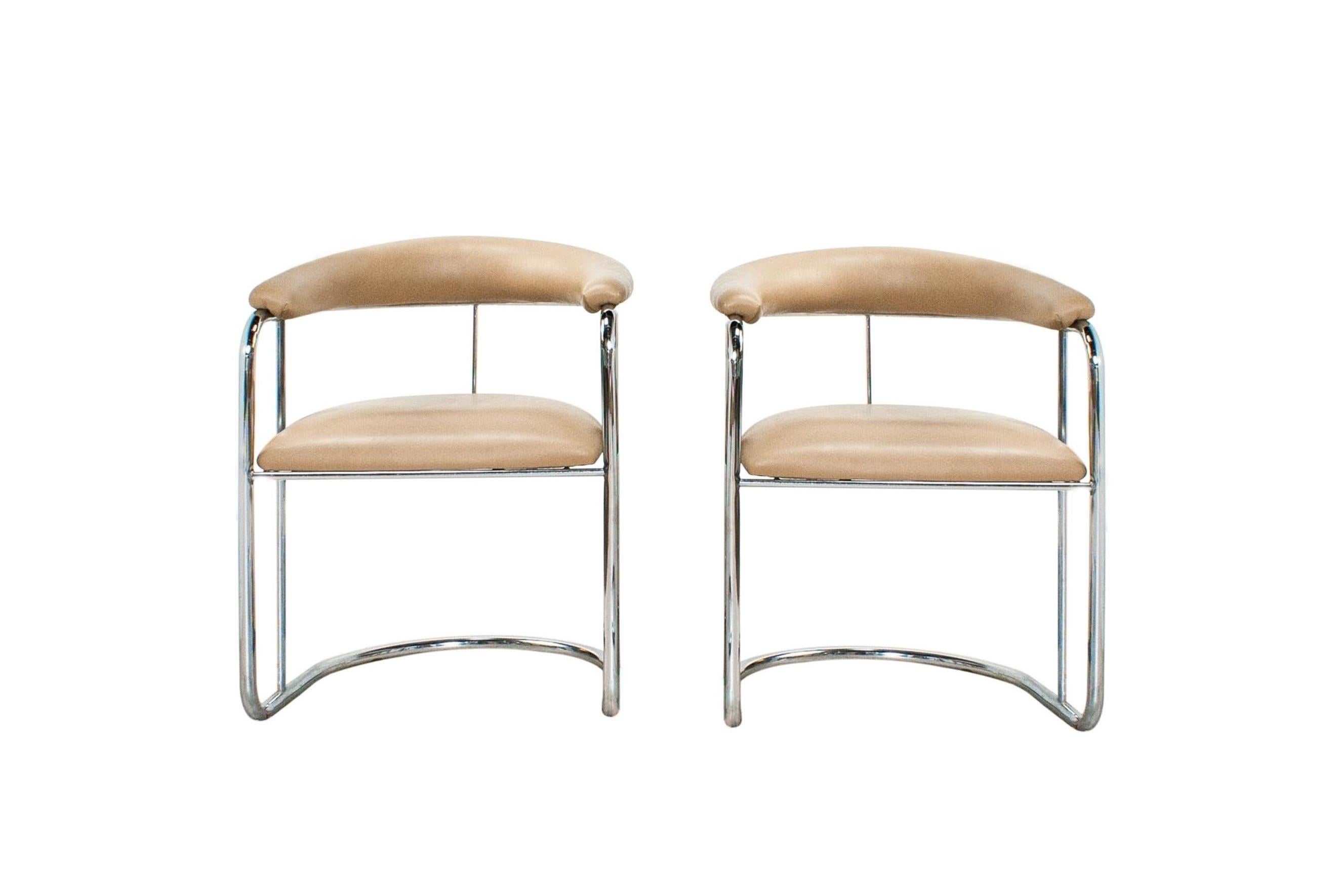 Upholstery Eight Sleek Chrome Dining Chairs by Anton Lorenz for Thonet