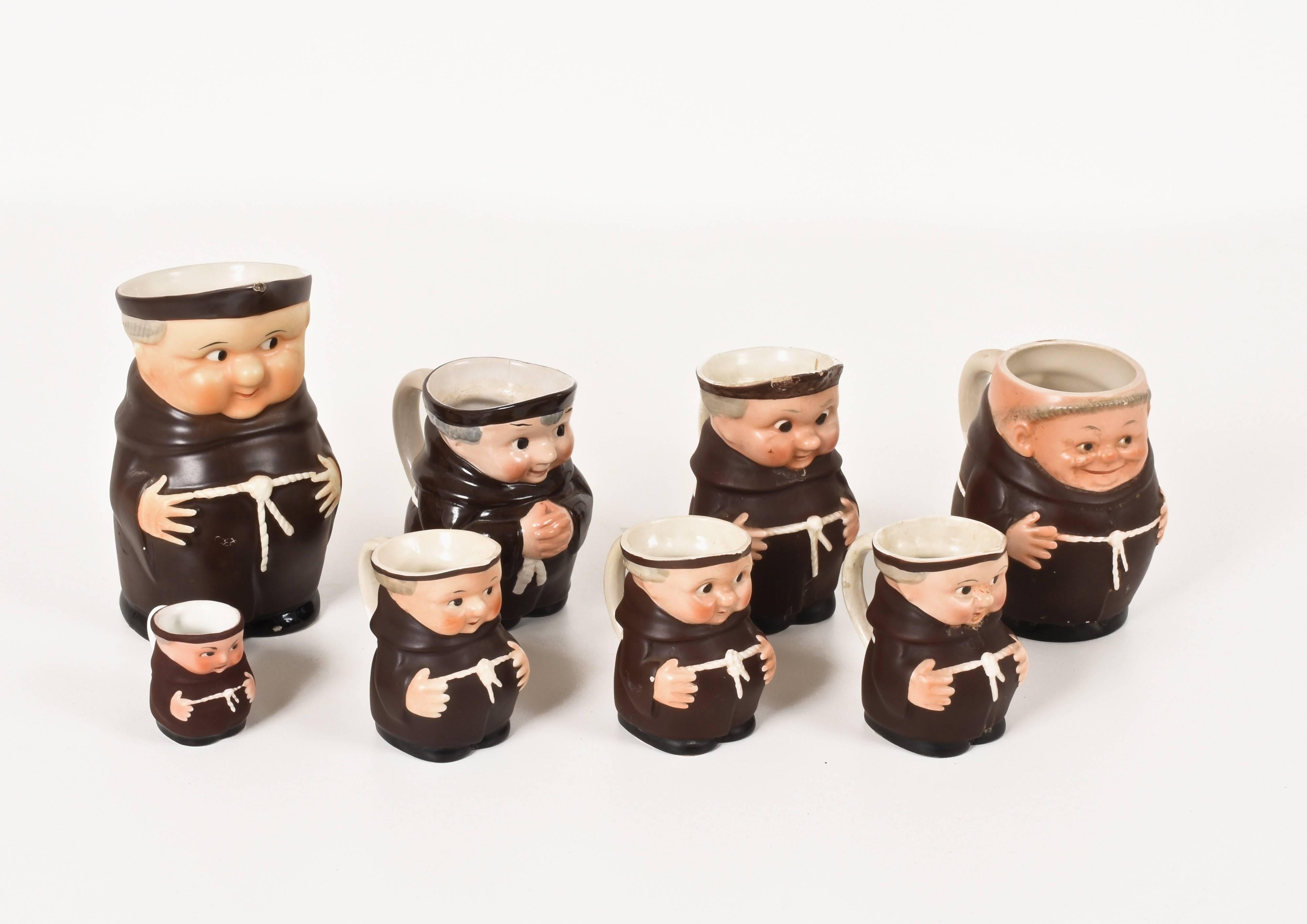 Other Eight Small Porcelain Mugs, Friars, Various Measures, Italian and German For Sale