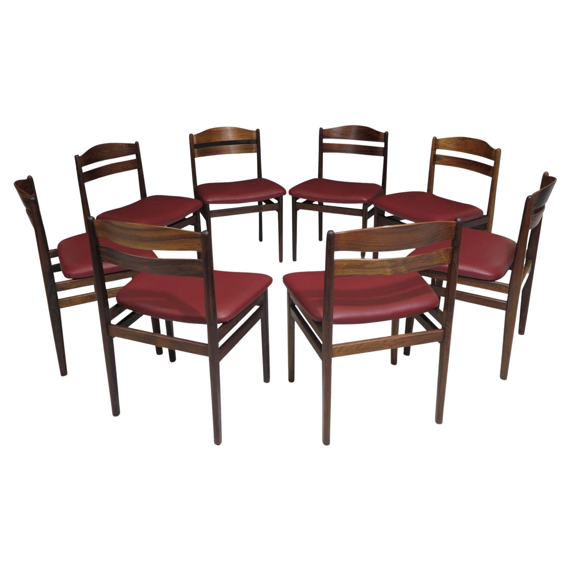 Set of Eight Teak and Rosewood Danish Modern Dining Chairs at 1stDibs