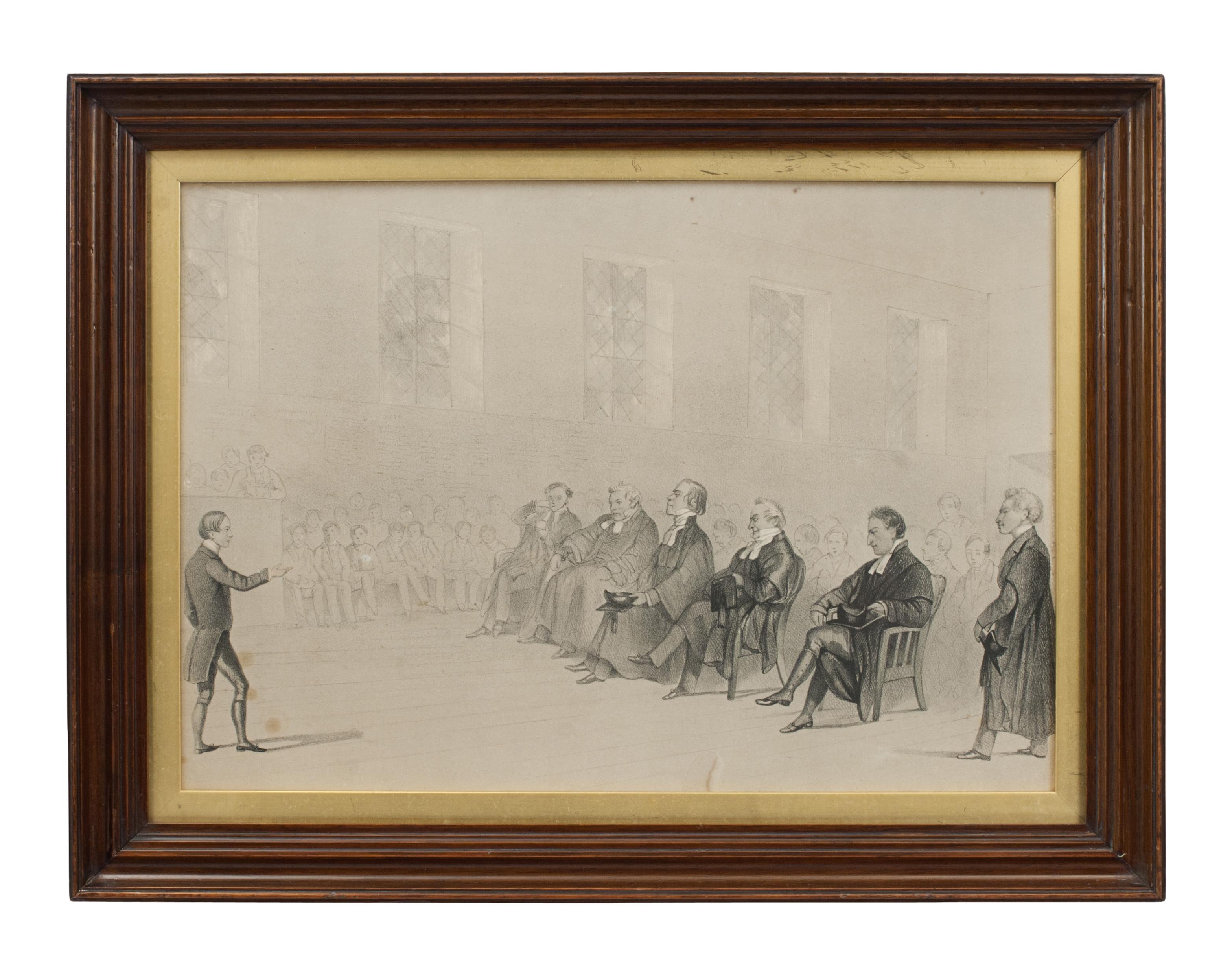 Eight Student Life Lithographs, A Few Familiar Scenes, Eton & Oxford.
Set of eight framed tinted lithographs with hand-colouring after the pictures by Rev George Robert Winter. Published in 1848 by J.Ryman, High Street, Oxford. Framed in original