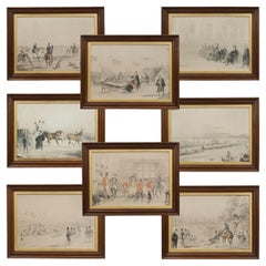 Antique Eight Student Life Lithographs, Eton and Oxford