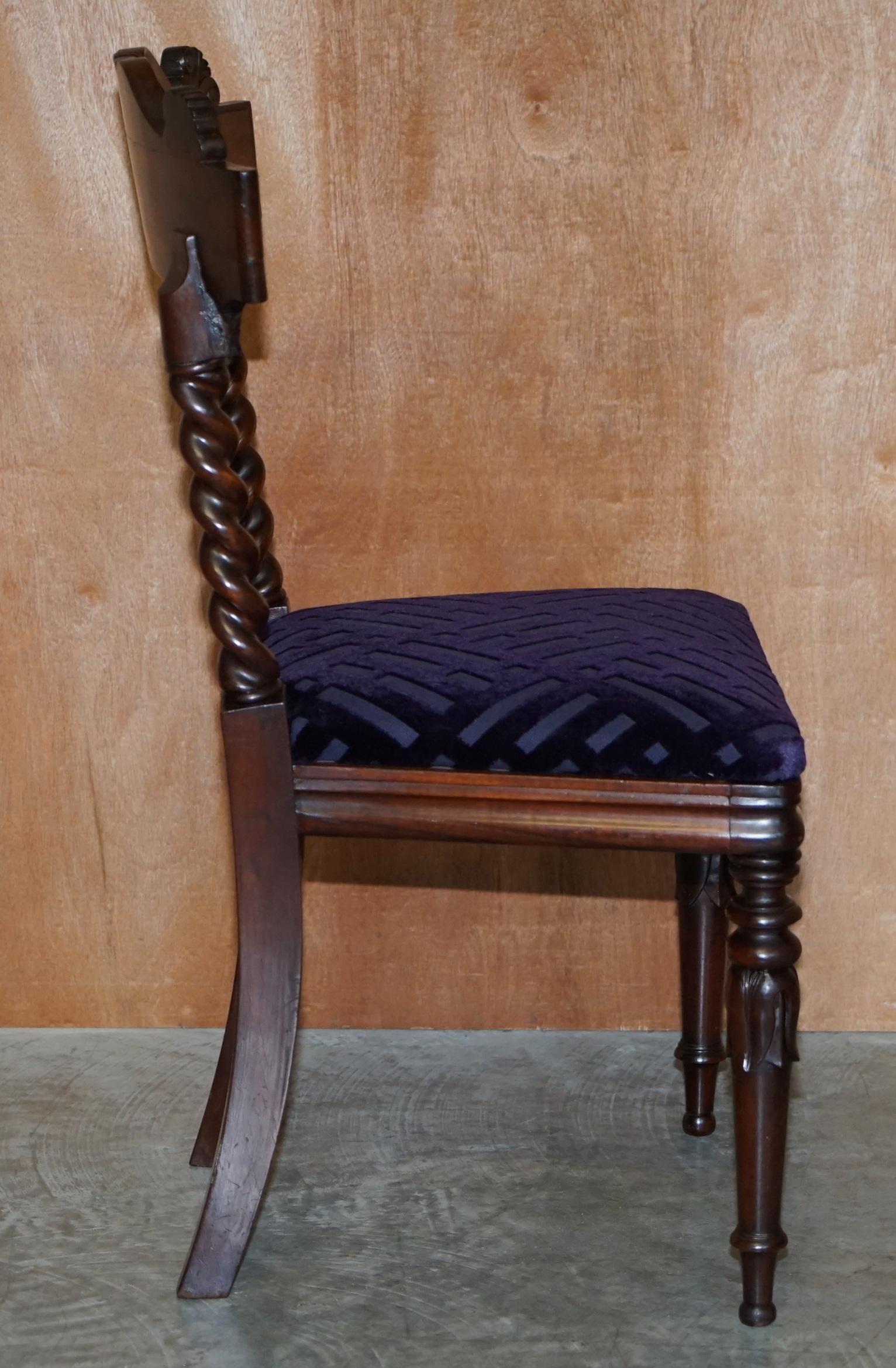 Eight Stunning Antique Victorian Hardwood Dining Chairs with Barley Twist Backs 7