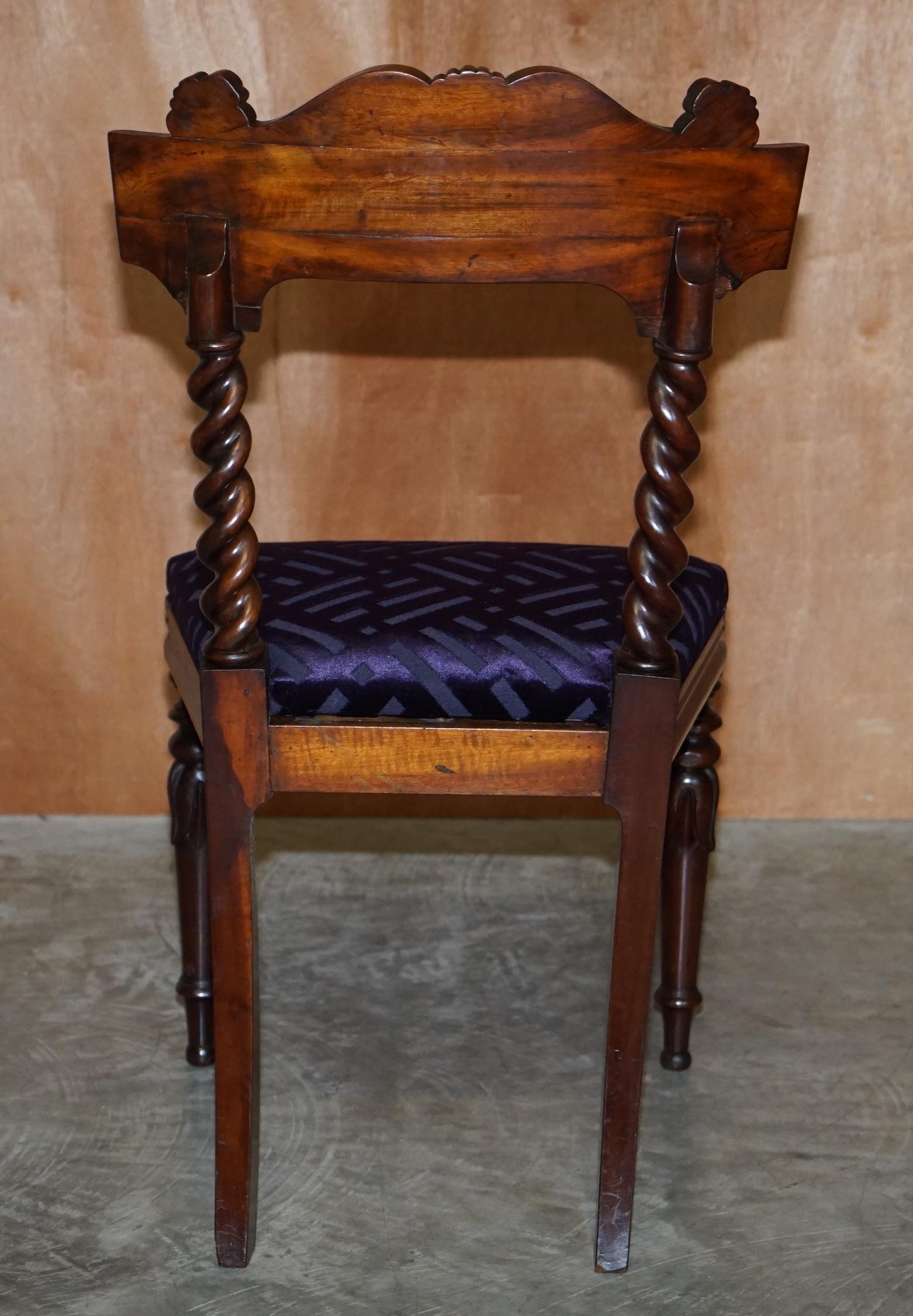 Eight Stunning Antique Victorian Hardwood Dining Chairs with Barley Twist Backs 8