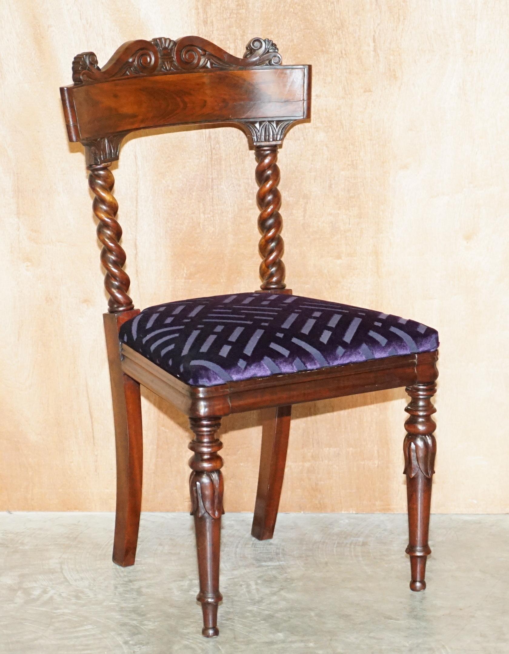 High Victorian Eight Stunning Antique Victorian Hardwood Dining Chairs with Barley Twist Backs