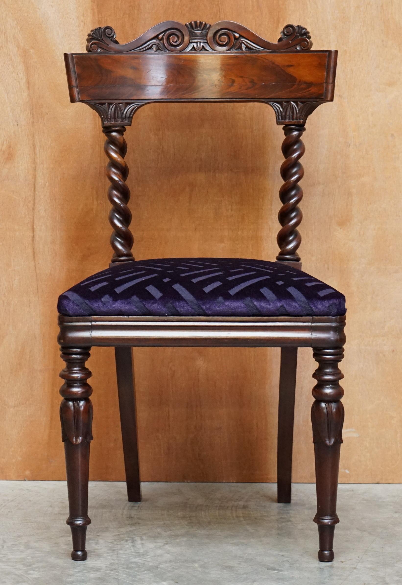 English Eight Stunning Antique Victorian Hardwood Dining Chairs with Barley Twist Backs