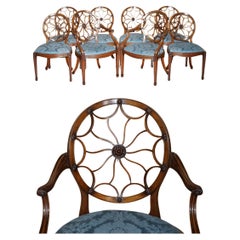 EIGHT STUNNING GEORGE HEPPLEWHITE (1727-1786) SPIDER WEB BACK DiNING CHAIRS 8