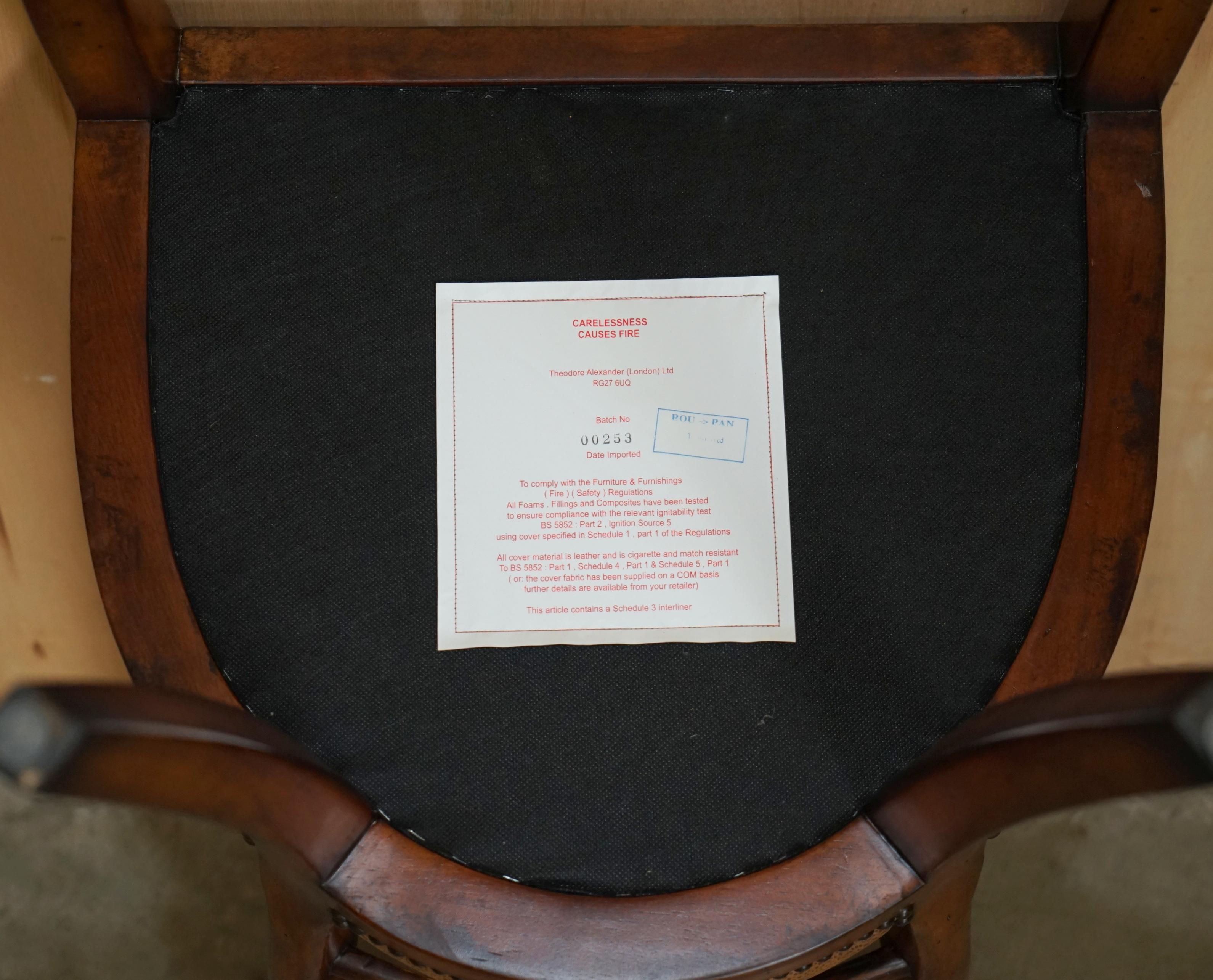 EIGHT STUNNING THEODORE ALEXANDER BROWN LEATHER EMBOSSED DiNING CHAIRS PART SET 2