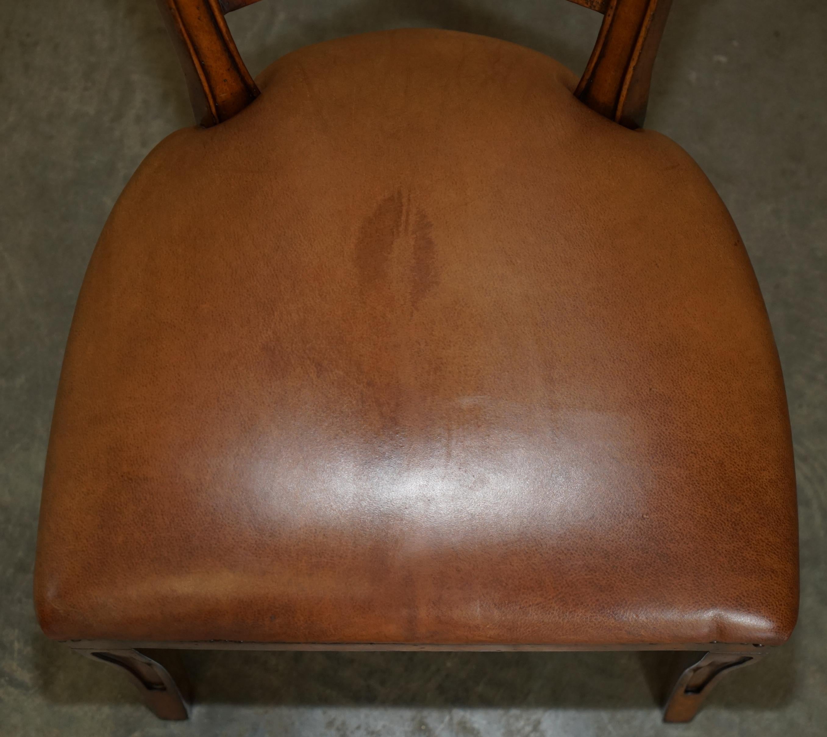 EIGHT STUNNING THEODORE ALEXANDER BROWN LEATHER EMBOSSED DiNING CHAIRS PART SET For Sale 10