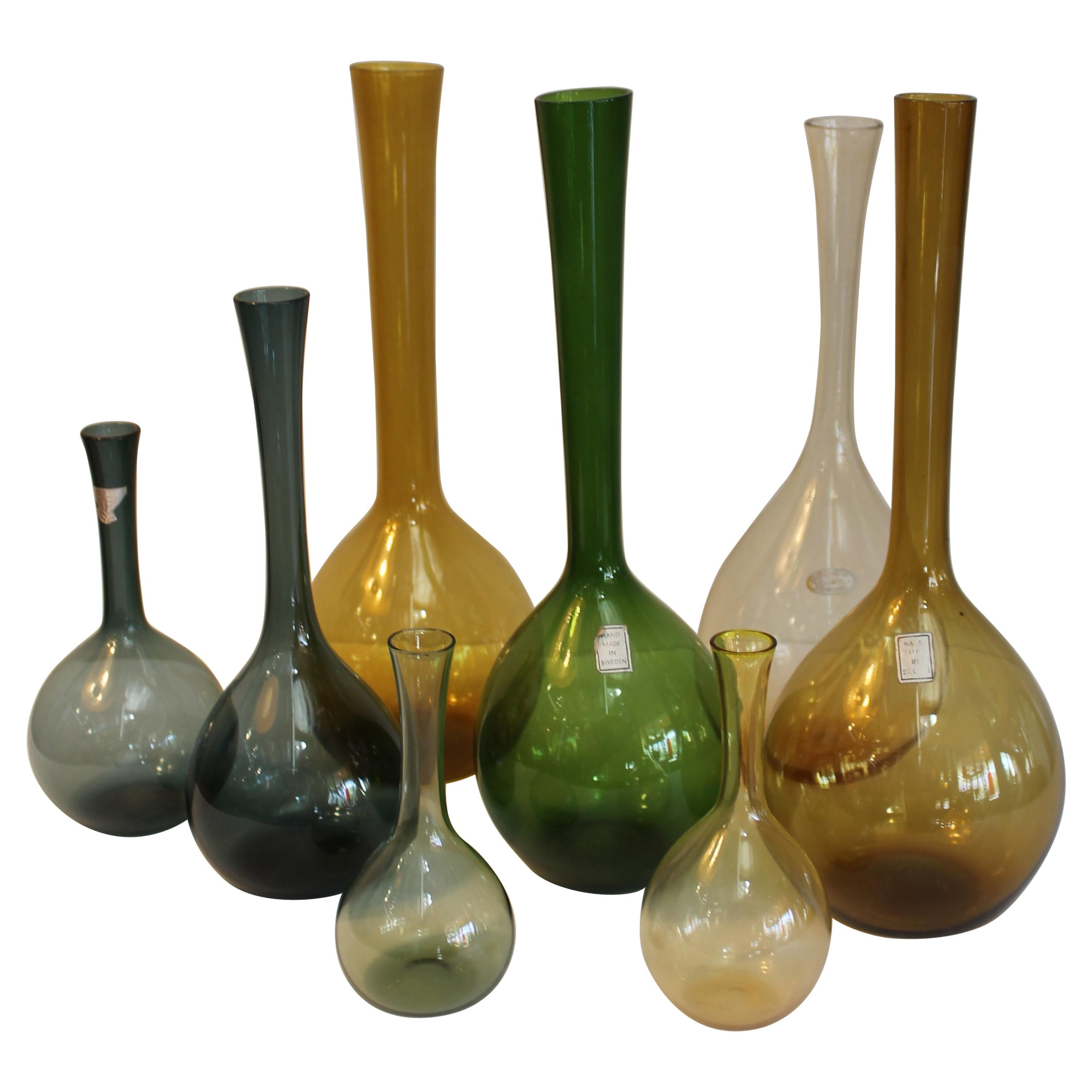 Eight Swedish Glass Vases Designed by Arthur Percy For Sale
