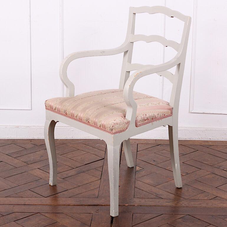 20th Century Eight Swedish Painted Ladder Back Chairs Four Side and Four Arm