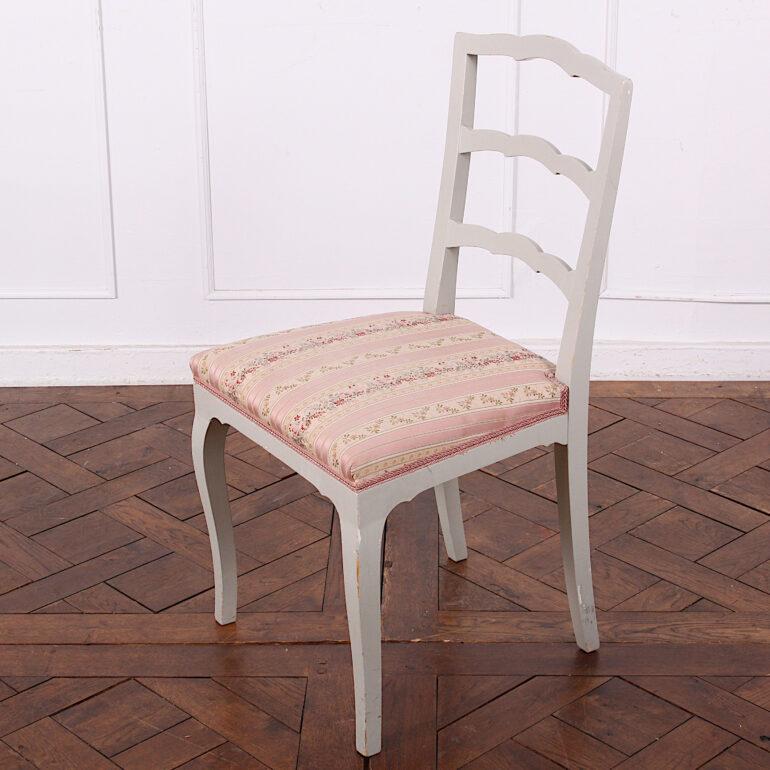 Beech Eight Swedish Painted Ladder Back Chairs Four Side and Four Arm