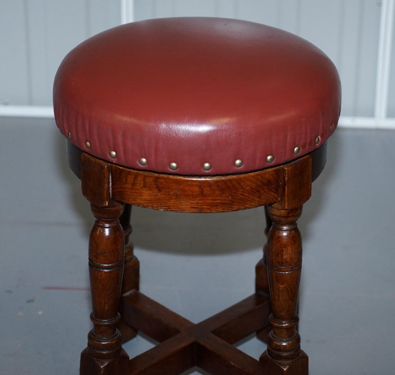 Eight Taylors Pub Furniture Sheldon Leather Oak Swivel Low Bar Stools