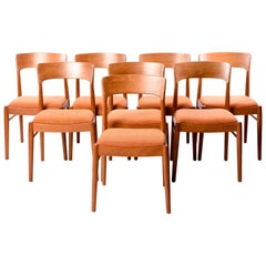 Eight Teak Dining Chairs, Kai Kristiansen for K.S. Mobler Denmark, 1960s