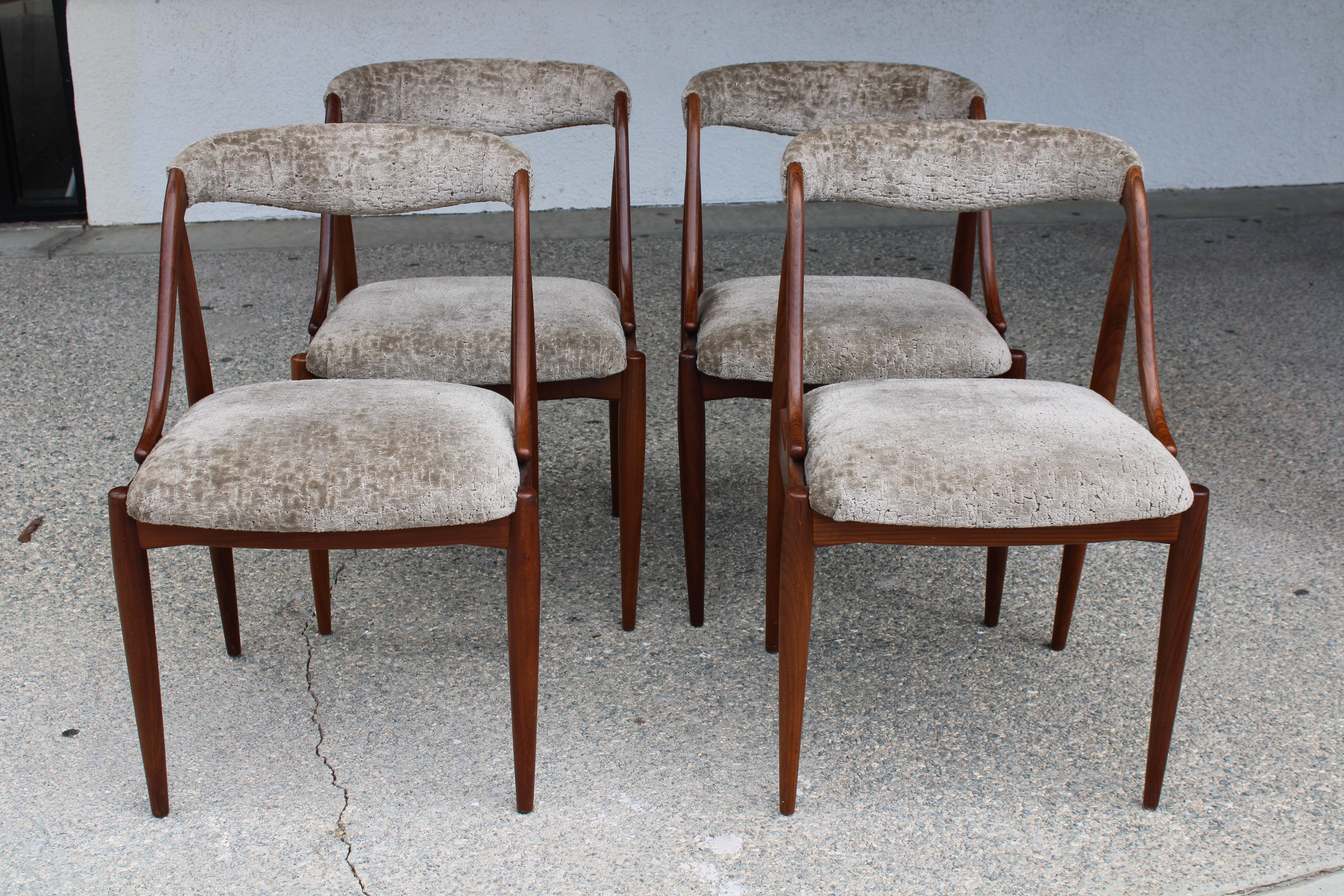 Mid-20th Century Eight Teak Dining Chairs with Custom Upholstery by Johannes Andersen