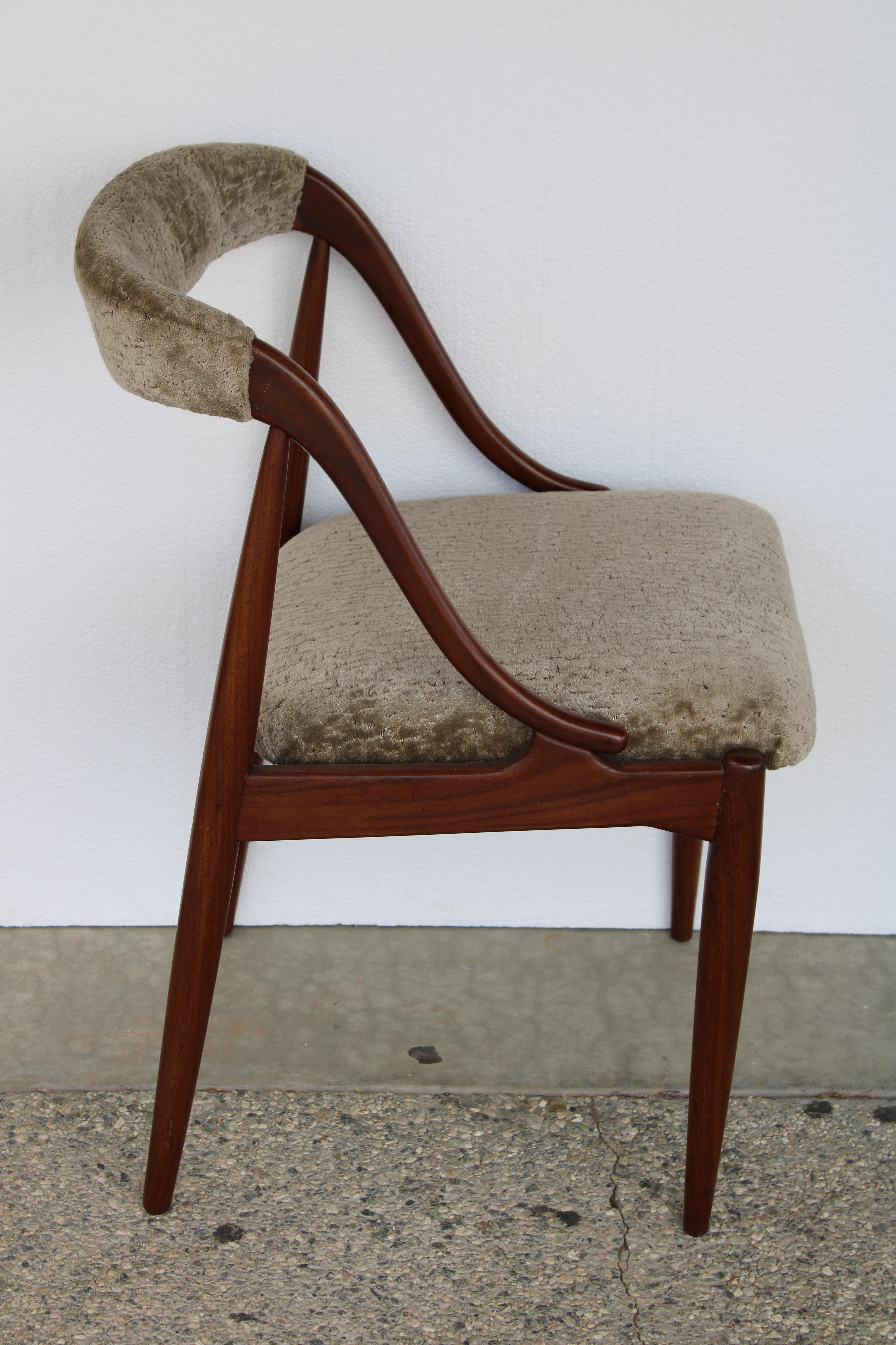 Fabric Eight Teak Dining Chairs with Custom Upholstery by Johannes Andersen