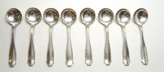 Eight Tiffany & Co. Marquis 1902 Sterling Silver Large Chocolate Spoons