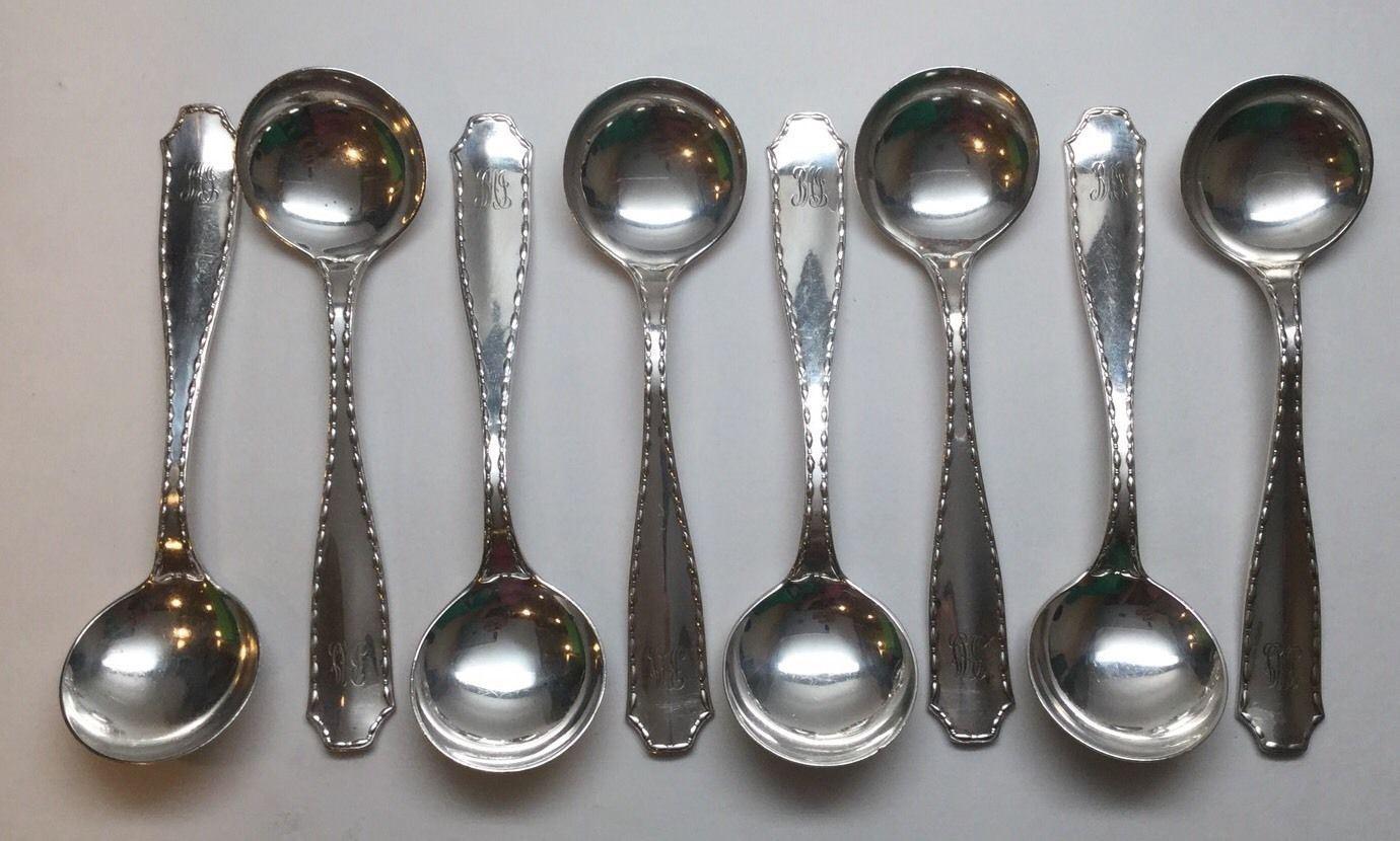 American Eight Tiffany & Co. Marquis 1902 Sterling Silver Large Chocolate Spoons