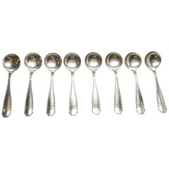 Eight Tiffany & Co. Marquis 1902 Sterling Silver Large Chocolate Spoons
