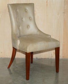 EIGHT TIM GOSLING DESIGNER FAUX SHAGREEN UPHOLSTERED SUEDE FEEL DINING CHAIRs