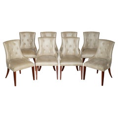 EIGHT TIM GOSLING DESIGNER FAUX SHAGREEN UPHOLSTERED SUEDE FEEL DINING CHAIRs
