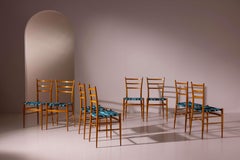 Eight “Tre Stecche” chairs in cherry wood, Chiavari manufacture, Italy, 1950s