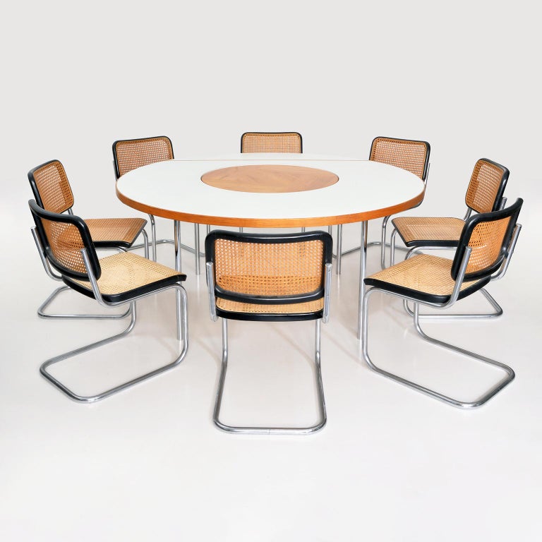 Bauhaus Eight Tubular Steel Cantilever Chairs by Marcel Breuer Manufactured by Thonet