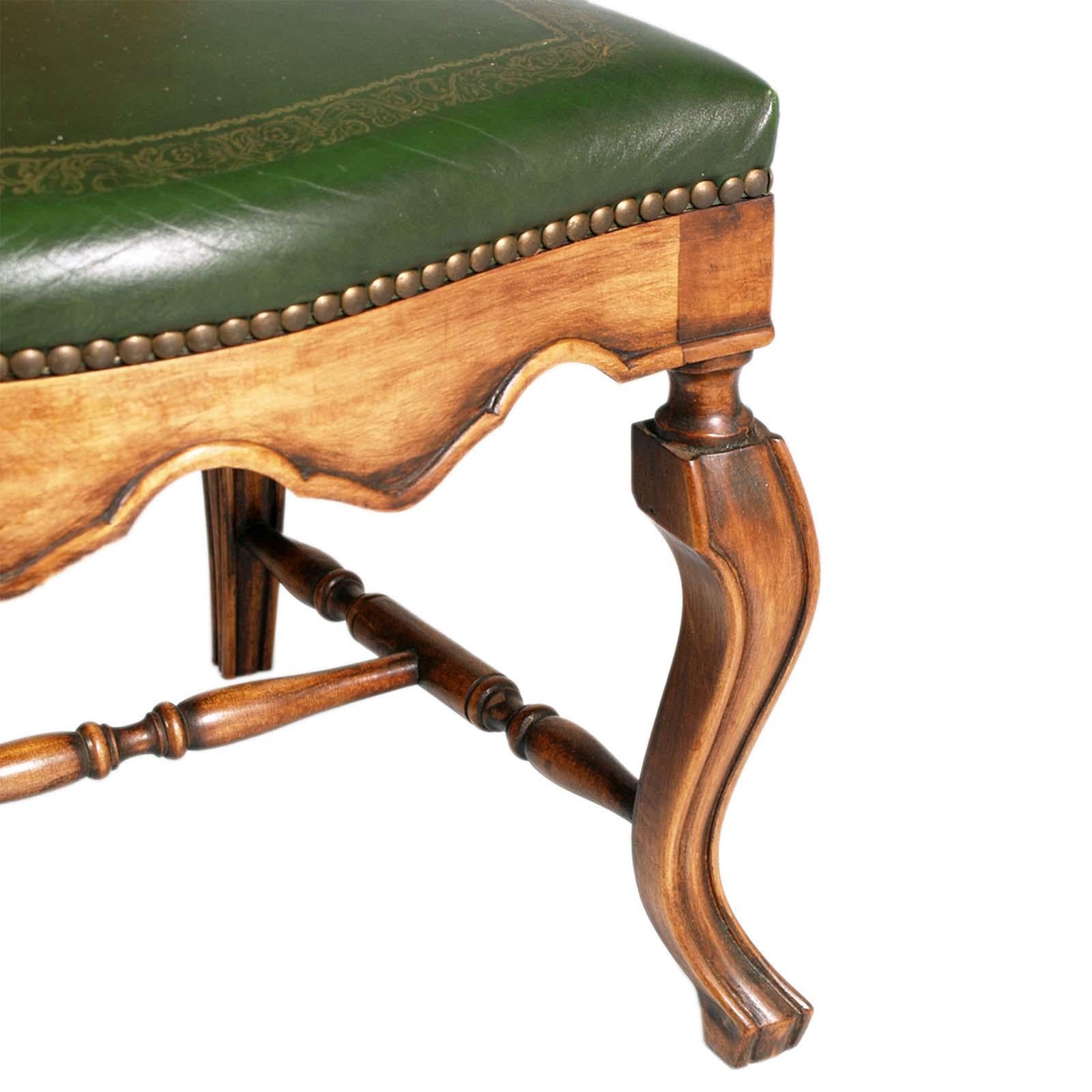 Eight Venetian Chippendale Palladian Chairs, in Walnut, Vienna straw, Leather For Sale 3