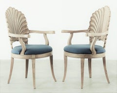 Eight Venetian Grotto Style Scalloped Shell Back Dining Chairs