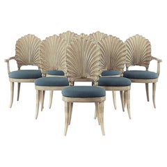 Eight Venetian Grotto Style Scalloped Shell Back Dining Chairs