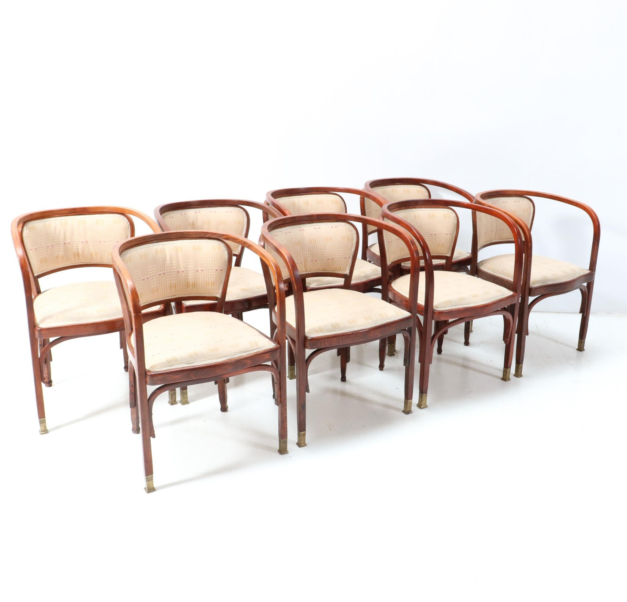 Eight Vienna Secession Armchairs by Gustav Siegel for Jacob & Josef Kohn, 1900s In Good Condition For Sale In Amsterdam, NL