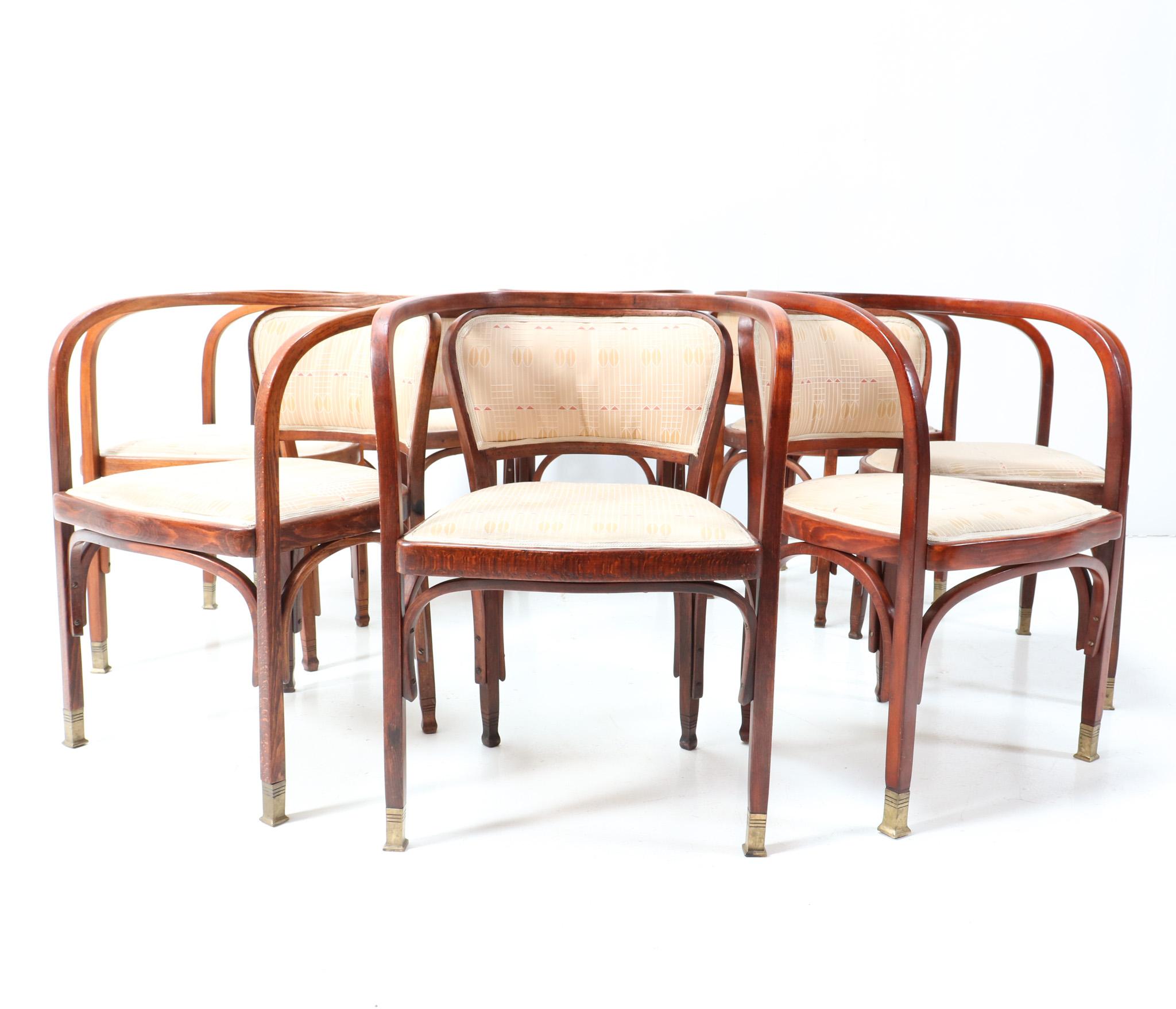 Acht Sessel der Wiener Sezession von Gustav Siegel für Jacob & Josef Kohn, 1900er Jahre (Messing) im Angebot