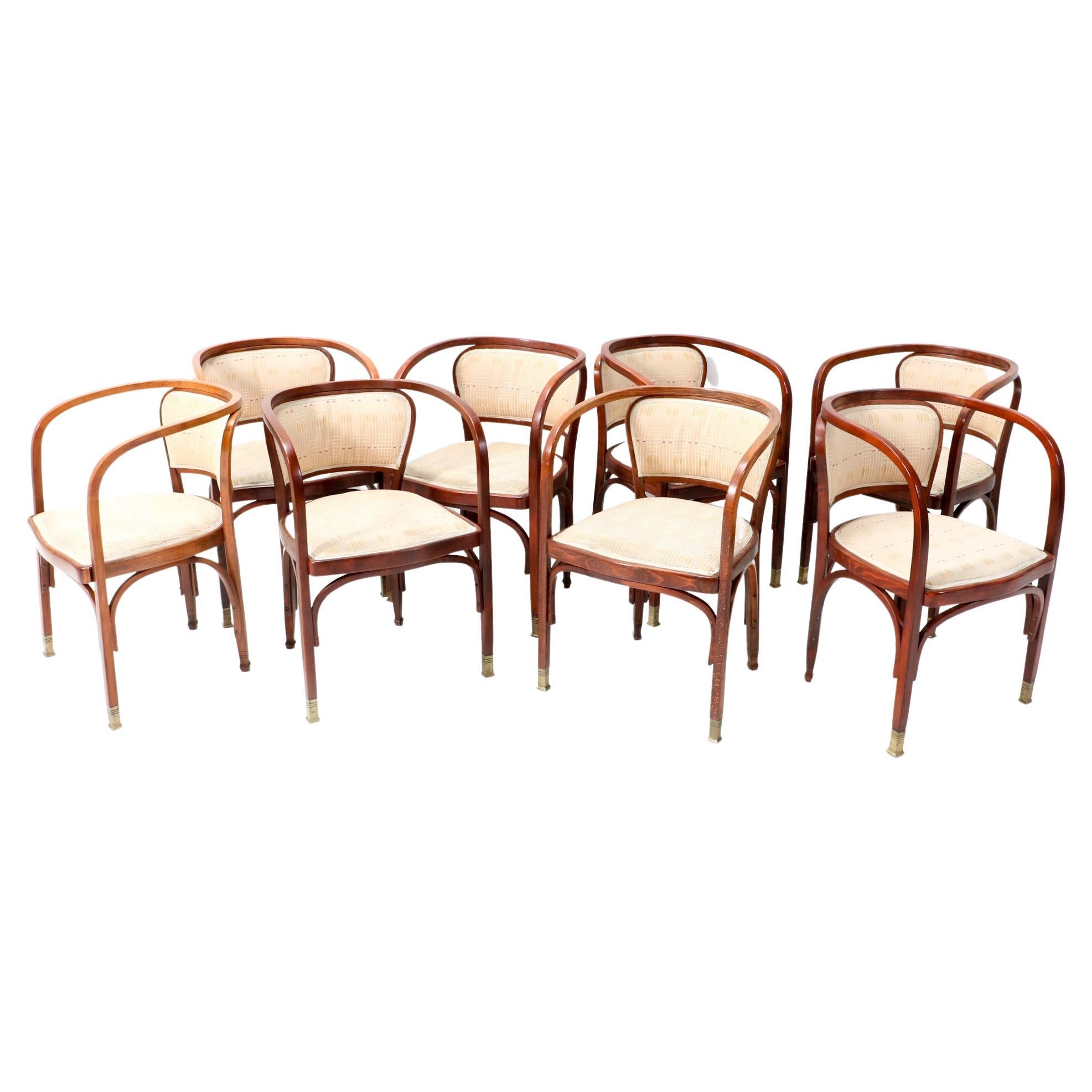 Eight Vienna Secession Armchairs by Gustav Siegel for Jacob & Josef Kohn, 1900s For Sale