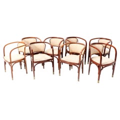 Eight Vienna Secession Armchairs by Gustav Siegel for Jacob & Josef Kohn, 1900s