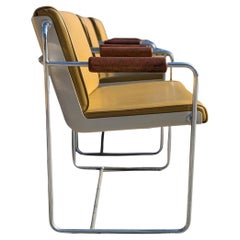 Eight Vintage Armchairs, Mid Century Modern, Faux Leather, Chrome, Office, MCM