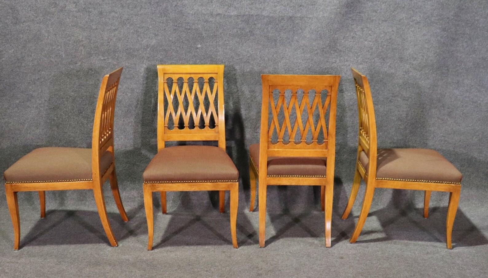 Unknown Eight Vintage Biedermeier Baker Style Dining Chairs With Upholstered Seats