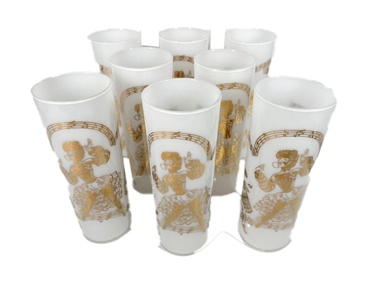 Huit verres Tom Collins vintage à motif Calypso par Federal Glassware Bon état - En vente à Nantucket, MA