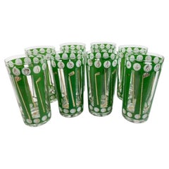 Eight Vintage Georges Briard "Golf" Theme Highball Glasses Eight Vintage Georges Briard "Golf" Theme Highball Glasses